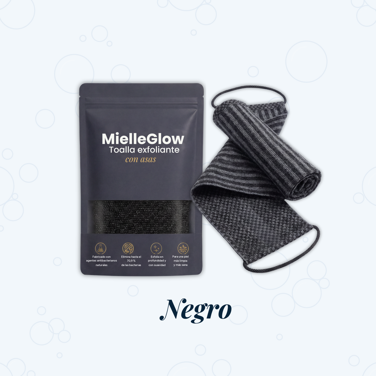 Toalla Exfoliante de Ducha Antibacteriana MielleGlow
